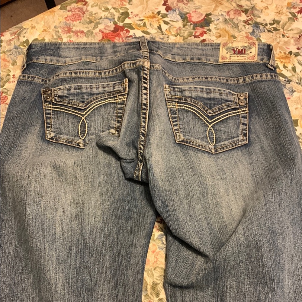 YMI Light Blue Denim Jeans with Embroidered Pockets size 9 lightly worn pair